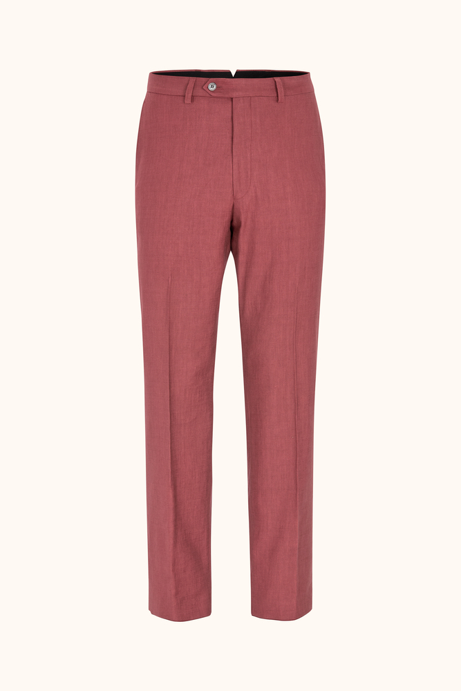 Regular Fit High Waist Linen Twill Trousers