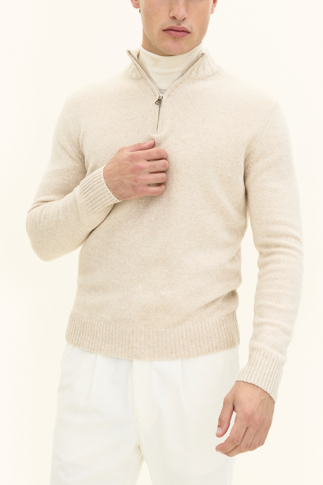Regular Fit Half Zip Tröja Ullblandning
